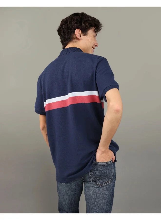 American Eagle Striped Logo Polo