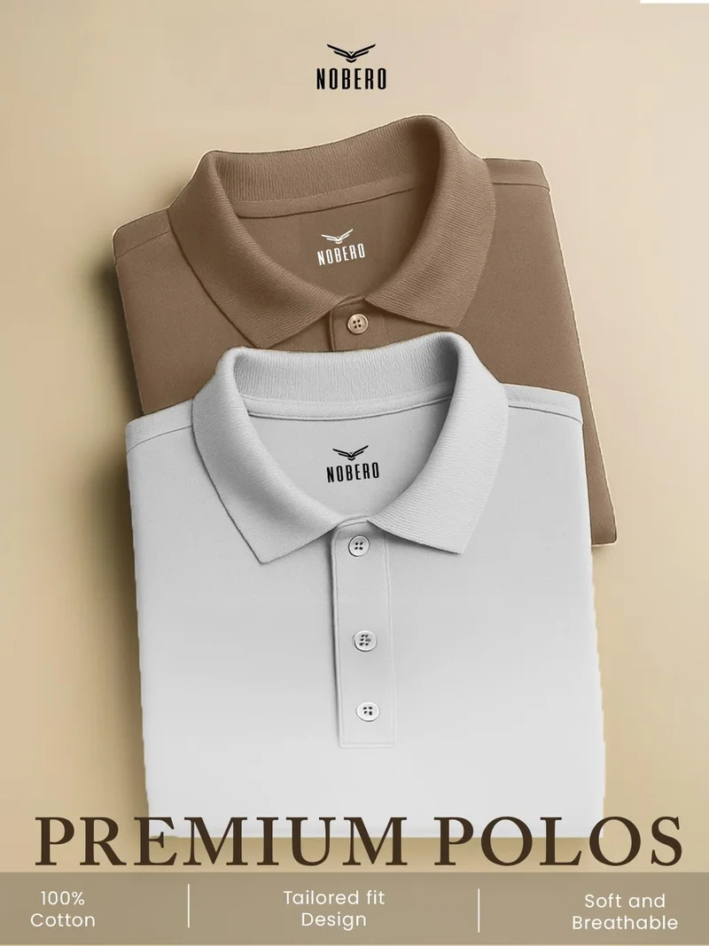 NOBERO Men's Cotton Polo Shirt Pack