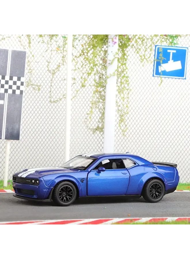 Blue Dodge Challenger Die Cast Model Car Alloy Construction Opening Doors - Image 1