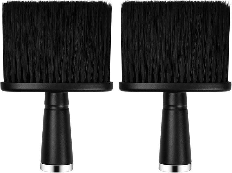 YILANJIN Neck Brush, 2 Pack Neck Brush Hairdresser, Hairdresser Hair Brush Soft Nylon Hairdresser Brush Barber Brush, Fiber Bristles Black Hairdresser Neck Brush for Cleaning Broken Hair on the Neck - Image 1