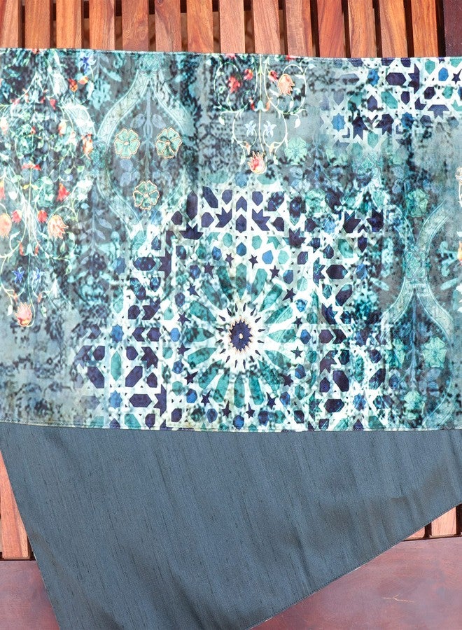 زيبا قماش مفرش طاولة زيبا وورلد مستوحى من الطراز المغولي، مطبوع رقميًا باللون الأخضر الزمردي، يتسع لستة أشخاص، مناسب لغرفة المعيشة وغرفة الطعام - (المقاس: 12 بوصة × 84 بوصة؛ 30 سم × 213 سم) - Image 5