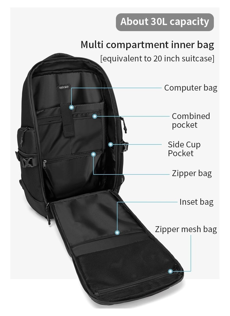 OZUKO - OZUKO Casual Multifunctional Backpack Large Capacity 30L Waterproof Unisex Backpack Can Fit 15.6 Inch Laptop All in 1 for Camping, Work, School, Travel, Flying, Hiking Fitness Backpack 53*16*33cm - Image 1