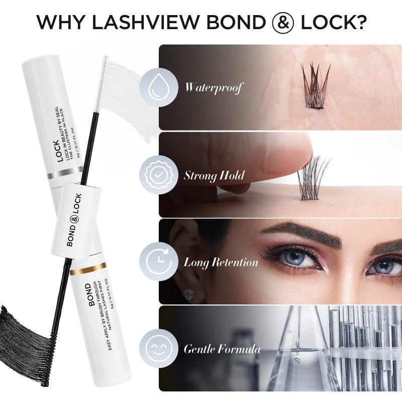 LASHVIEW لاصق رموش لاشفيو، لاصق رموش مجمع قوي لطيف مريح لارتداء طوال اليوم خالي من اللاتكس مناسب للعيون الحساسة لاصق رموش مقاوم للماء - Image 2
