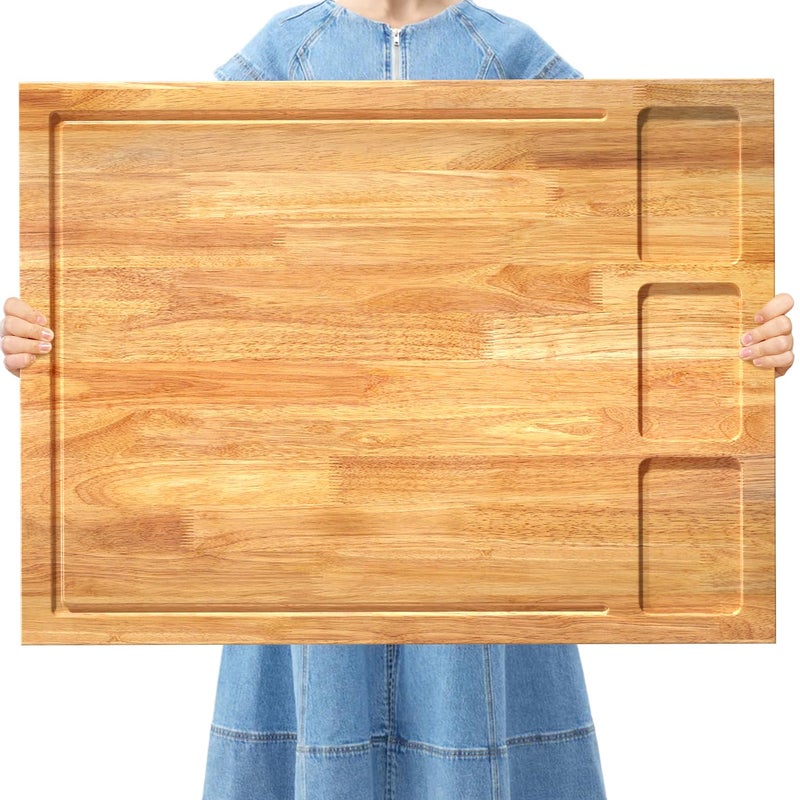 BETSEO 32x23.5inches Extra Large Solid Wooden Cutting Board and Stovetop Cover, 2 in 1 Stove Top Cover Chopping Board with Detachable Legs and Juice Groove, Sink Cover Board for Restaurant Kitchen Countertop - Image 1