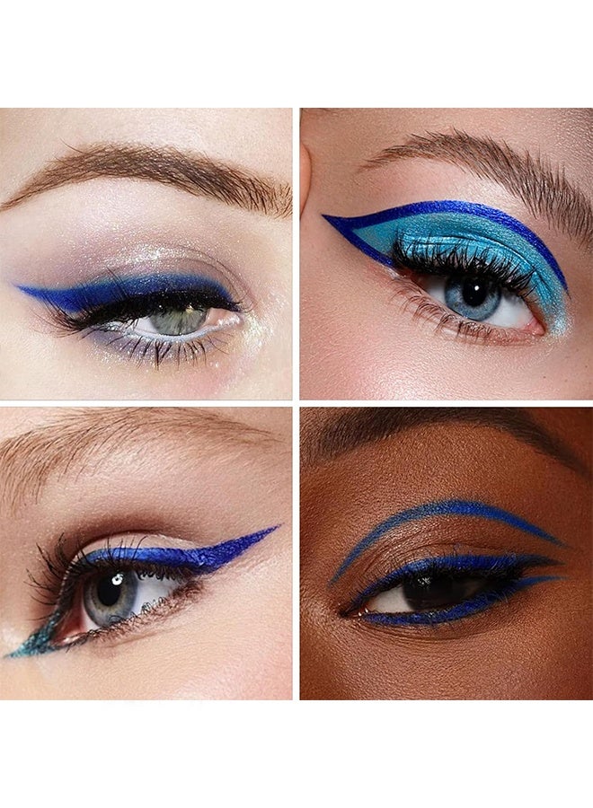 بوداير كحل عيون ملون، قلم كحل سائل يجف بسرعة سهل التلوين مع جليتر ومات، رأس دقيق لتحديد العين، مكياج لا يتقشر ولا يلطخ، مقاوم للماء وطويل الأمد، قلم كحل أزرق رقم 17 - Image 4