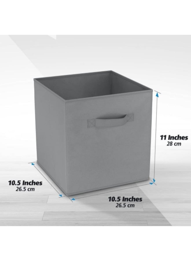 MIXDE Fabric Storage Cubes Organizer, Set of 4 Home Foldable Collapsible Storage Box, Fabric Cubby Organizer Baskets with Dual Handles, Grey - Image 2