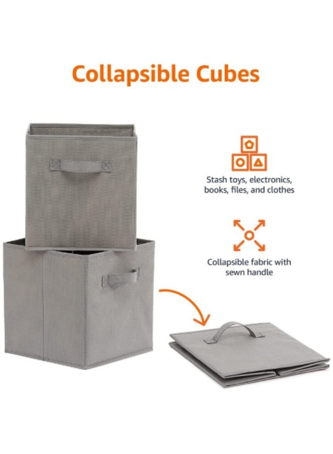 MIXDE Fabric Storage Cubes Organizer, Set of 4 Home Foldable Collapsible Storage Box, Fabric Cubby Organizer Baskets with Dual Handles, Grey - Image 3