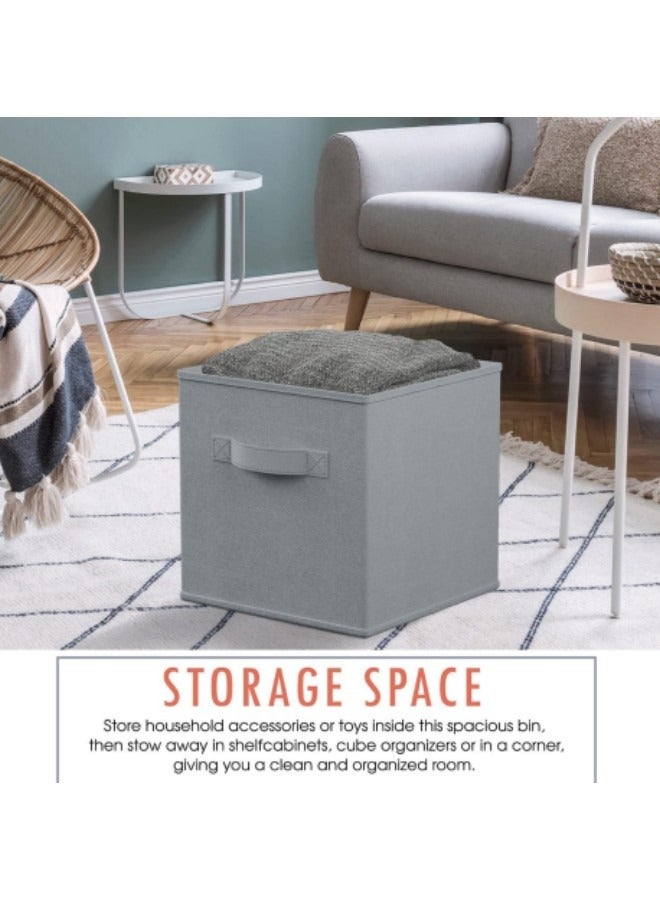 MIXDE Fabric Storage Cubes Organizer, Set of 4 Home Foldable Collapsible Storage Box, Fabric Cubby Organizer Baskets with Dual Handles, Grey - Image 4