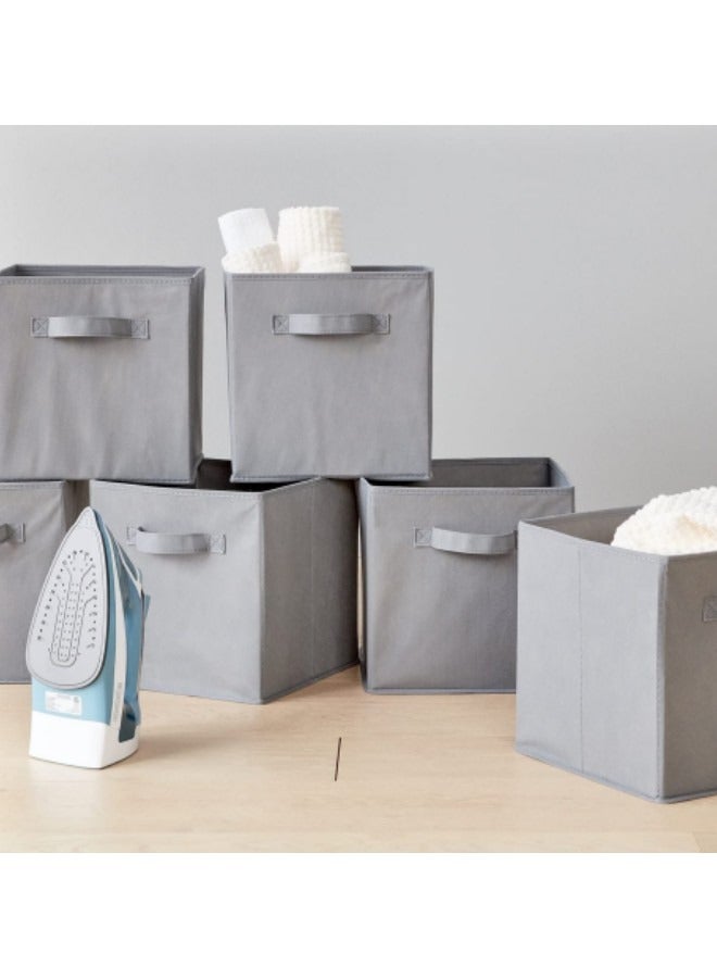 MIXDE Fabric Storage Cubes Organizer, Set of 4 Home Foldable Collapsible Storage Box, Fabric Cubby Organizer Baskets with Dual Handles, Grey - Image 5