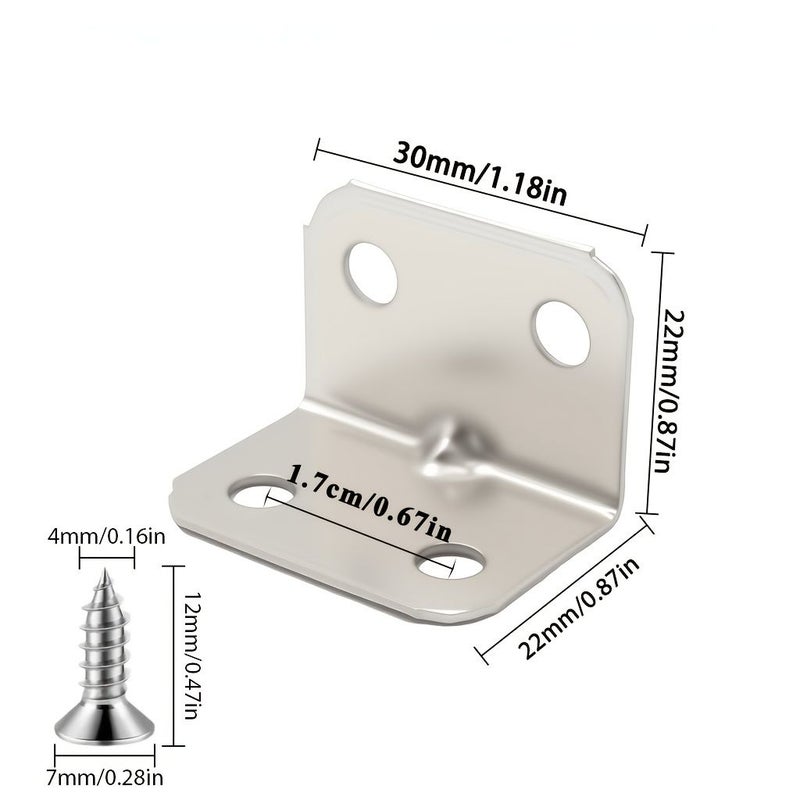 50pcs L Shaped Angle Brackets 10 Codes 40 Screws 90 Degree Furniture Connectors Easy Install - Image 2