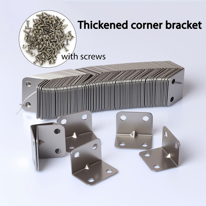 50pcs L Shaped Angle Brackets 10 Codes 40 Screws 90 Degree Furniture Connectors Easy Install - Image 1