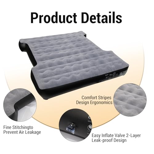 Onirii Camping Pickup Truck Bed Air Mattress for 5.5-5.8 Ft,Thickened Full Size Short Inflatable Truck Beds Mattress,Sleeping Pad with with Air Pump for Outdoor Camping Car Travel - Image 4