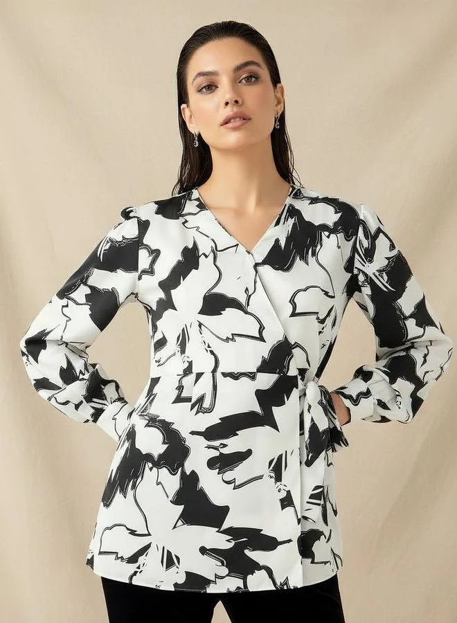 ايكونيك Iconic Wrap Top with Print