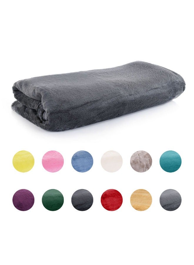 Mintra Lightweight Blanket Bed and Sofa 250 GSM Extra Soft Premium Microfiber Dark Grey 152x203cm. - Image 2