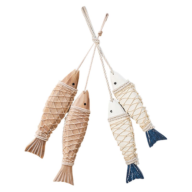2pcs Fish Wall Decor: Hand-Carved Large Ocean Themed Hanging Ornaments Pendant Coastal Nautical Fish Decorations For Living Room Beach House Rustic Home Decor - Image 5
