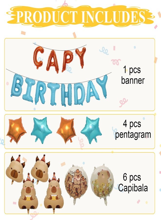 Yi-gog 22PCS Capybara Birthday Party Decorations Birthday Banner Capybara Shaped Balloons Pentagram for Party Supplies Decor - Image 3