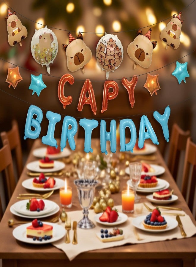 Yi-gog 22PCS Capybara Birthday Party Decorations Birthday Banner Capybara Shaped Balloons Pentagram for Party Supplies Decor - Image 5