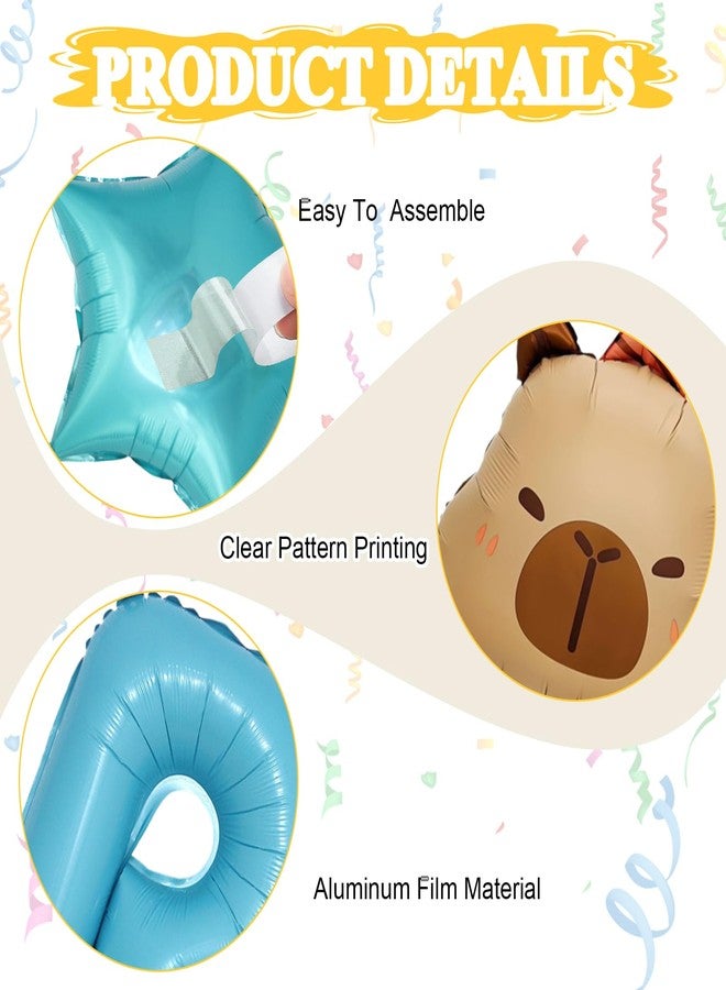 Yi-gog 22PCS Capybara Birthday Party Decorations Birthday Banner Capybara Shaped Balloons Pentagram for Party Supplies Decor - Image 4