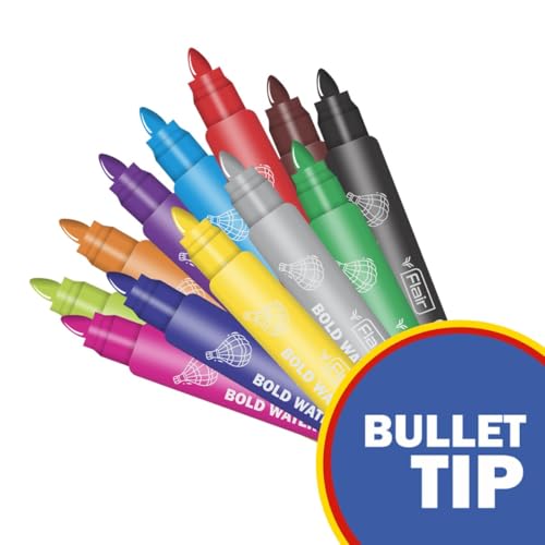 FLAIR Creative Series Dura Bold Water Color Pen | Smudge Free Writing With Durable Built & Bullet Tip | Non-Toxic & Odorless Ink | Safe For Childrens | Set Of 10 Vivid & Bright Ink Colors - Image 4