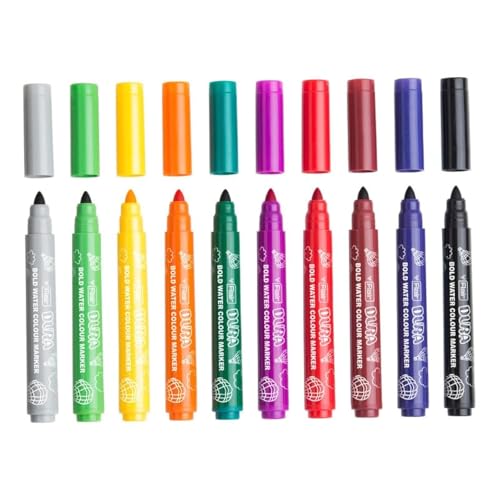 FLAIR Creative Series Dura Bold Water Color Pen | Smudge Free Writing With Durable Built & Bullet Tip | Non-Toxic & Odorless Ink | Safe For Childrens | Set Of 10 Vivid & Bright Ink Colors - Image 1