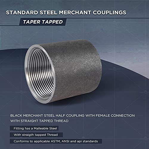 SUPPLYGIANT Supply Giant NDUU0400 4" Straight Merchant Steel Coupling with Black Coating - Image 3