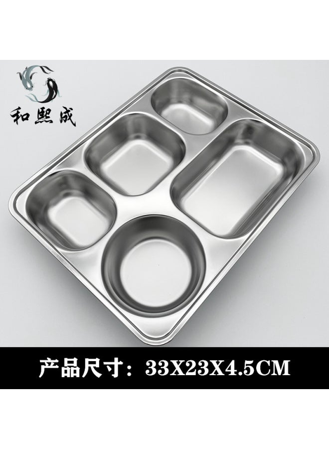 304 Stainless Steel Dinner Plate Square Thickeneded And Deepened With Lid Kidsren's Student Lunch Box Tableware Divided Lunch Box Dinner Plate