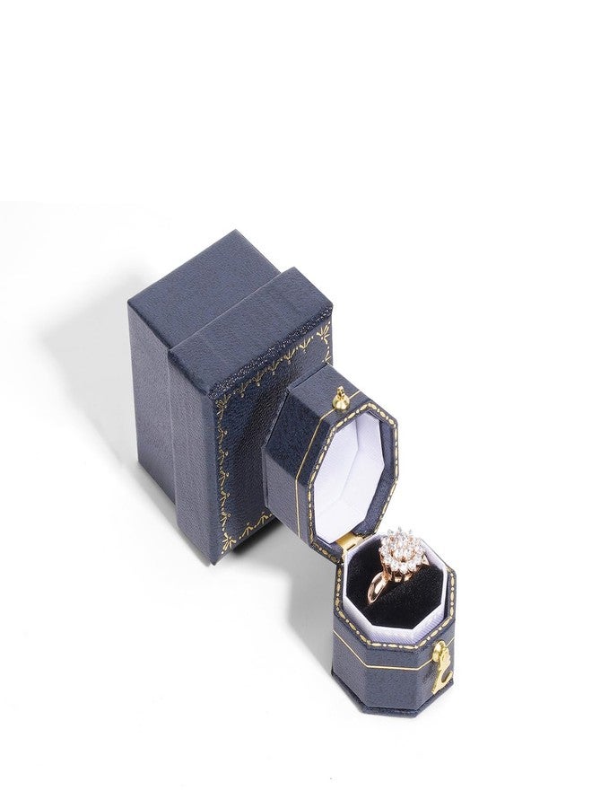 Omeet Mini ring box for proposals, engagements, weddings - fits easily in your pocket or handbag - Sapphire Blue - Image 1