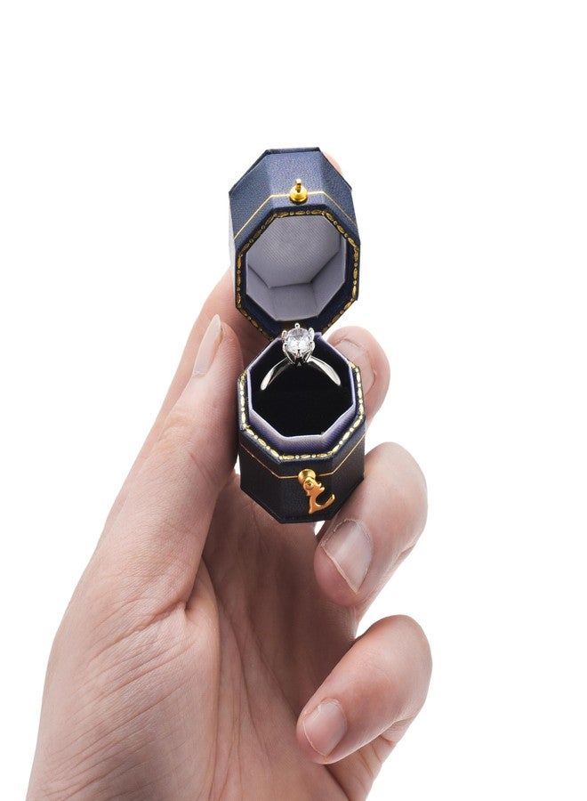 Omeet Mini ring box for proposals, engagements, weddings - fits easily in your pocket or handbag - Sapphire Blue - Image 2
