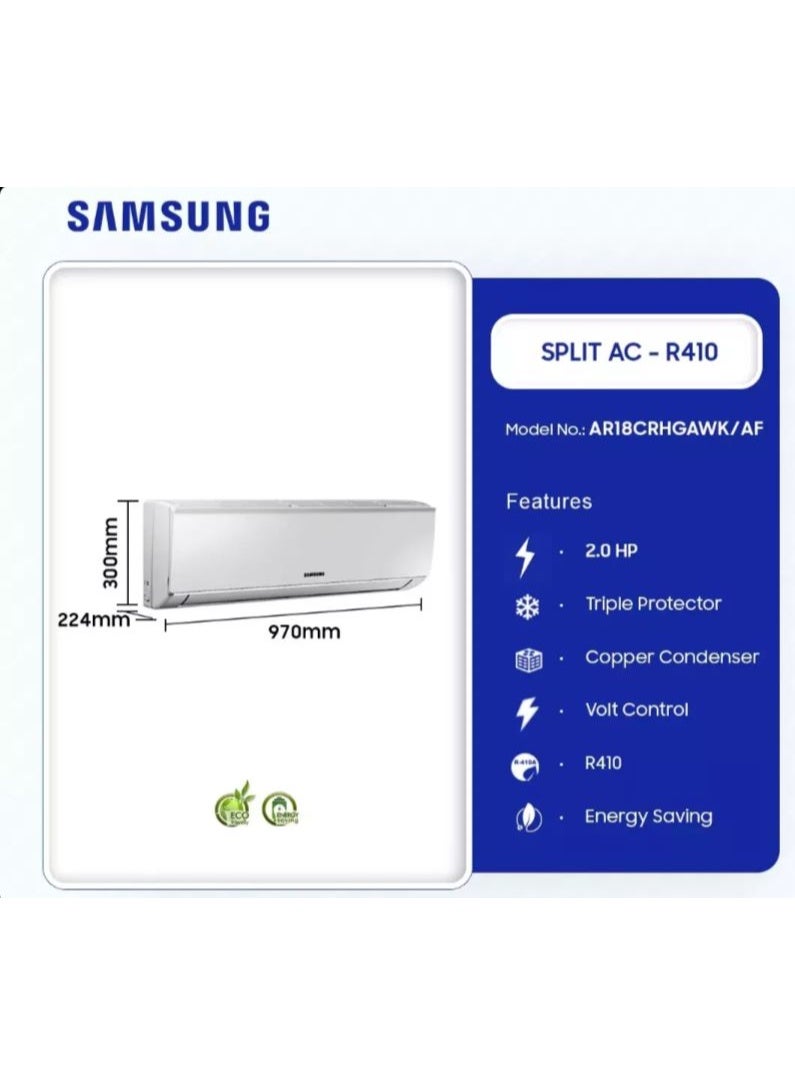 Samsung 1.5ton Split AC Air Conditioner, R410A Refrigerant, AR18CRHGAWK, White AR18CRHGAWK white - Image 4