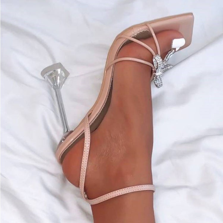 Heels Sandals European Station New Rhinestone Wine Glass Heel Plus Size Women'S High Heel Sandals - Image 1