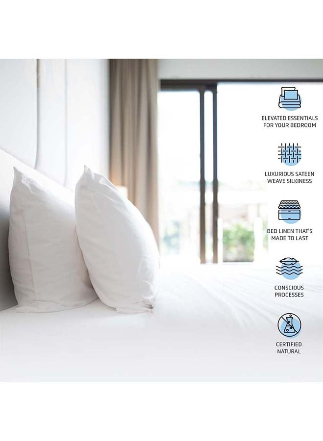 Rocketlinen 400 Threadcount Pillow Cases 100% Cotton Set of Two Sateen Weave Hotel Style Light Grey (Queen Pillowcases 50x75cm) - Image 4