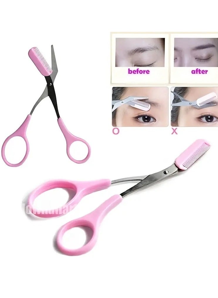 ORiTi Eyebrow Trimmer Scissor With Comb Hair Removal Grooming Shaping Stainless Steel Eyebrow Remover Makeup Tool - Orange  - Image 3
