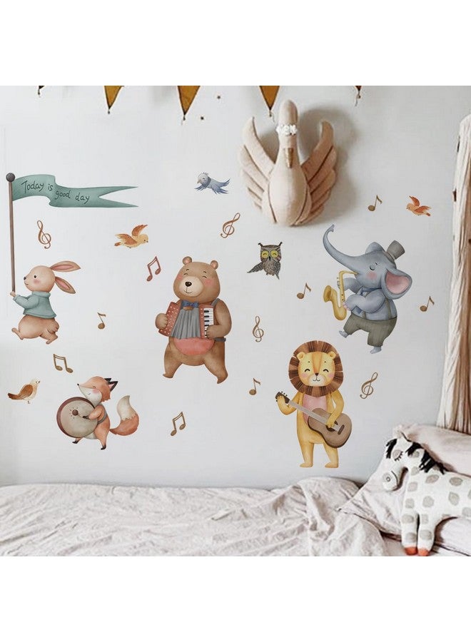 Jungle Baby Animals Wall Decals Elephant Bear Lion Safari Animals Forest Playing Musical Notes Wall Stickers Removable Peel and Stick Baby Nursery Kids Room Daycare Wall Decor - Image 5