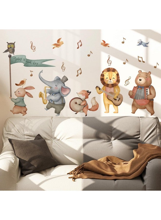 Jungle Baby Animals Wall Decals Elephant Bear Lion Safari Animals Forest Playing Musical Notes Wall Stickers Removable Peel and Stick Baby Nursery Kids Room Daycare Wall Decor - Image 4