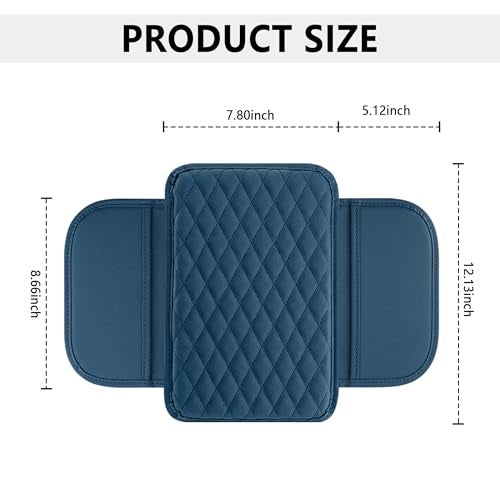 Stacool Upgraded Car Center Console Cover,Microfiber Leather Car Armrest Cover Cushion with 2 Storage Bags,Universal Car Armrest Storage Box Interior Accessories for Most Cars (Blue) - Image 2