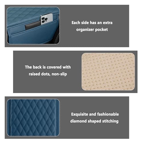Stacool Upgraded Car Center Console Cover,Microfiber Leather Car Armrest Cover Cushion with 2 Storage Bags,Universal Car Armrest Storage Box Interior Accessories for Most Cars (Blue) - Image 3