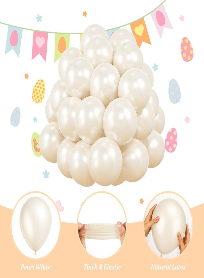Arrowbash 100 Pcs Christmas Pearl White Balloons 12 Inch Pearl White Latex Balloons with 65.6 ft Ribbon for Christmas Birthday Baby Shower Party Decorations - Image 3