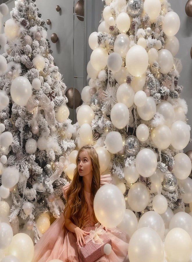 Arrowbash 100 Pcs Christmas Pearl White Balloons 12 Inch Pearl White Latex Balloons with 65.6 ft Ribbon for Christmas Birthday Baby Shower Party Decorations - Image 5