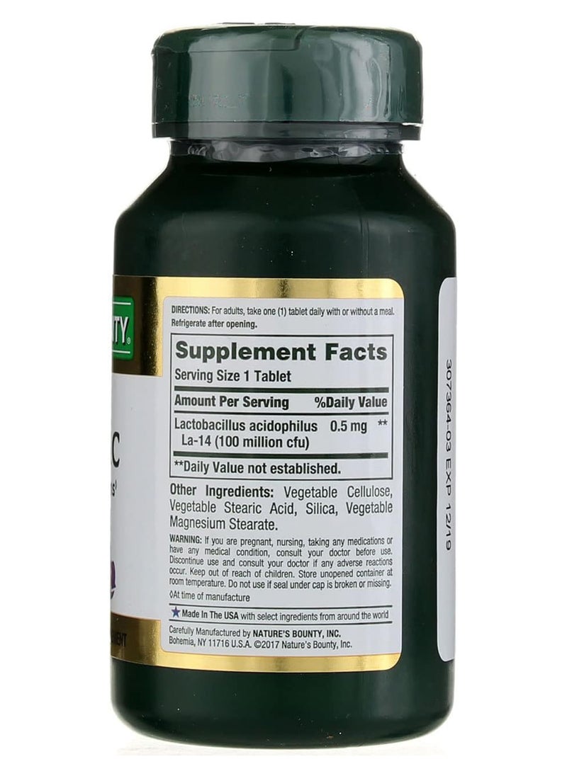 NATURE'S BOUNTY Acidophilus Probiotic Friendly Bacteria For The Digestive System 100 Million Cfu 120 Tablets Packaging May Vary  - Image 2
