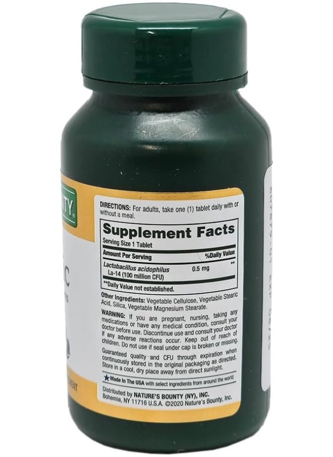 NATURE'S BOUNTY - Nature's Bounty, Acidophilus Probiotic, Friendly Bacteria for the Digestive System, 100 Million Cfu, 120 Tablets - Image 1