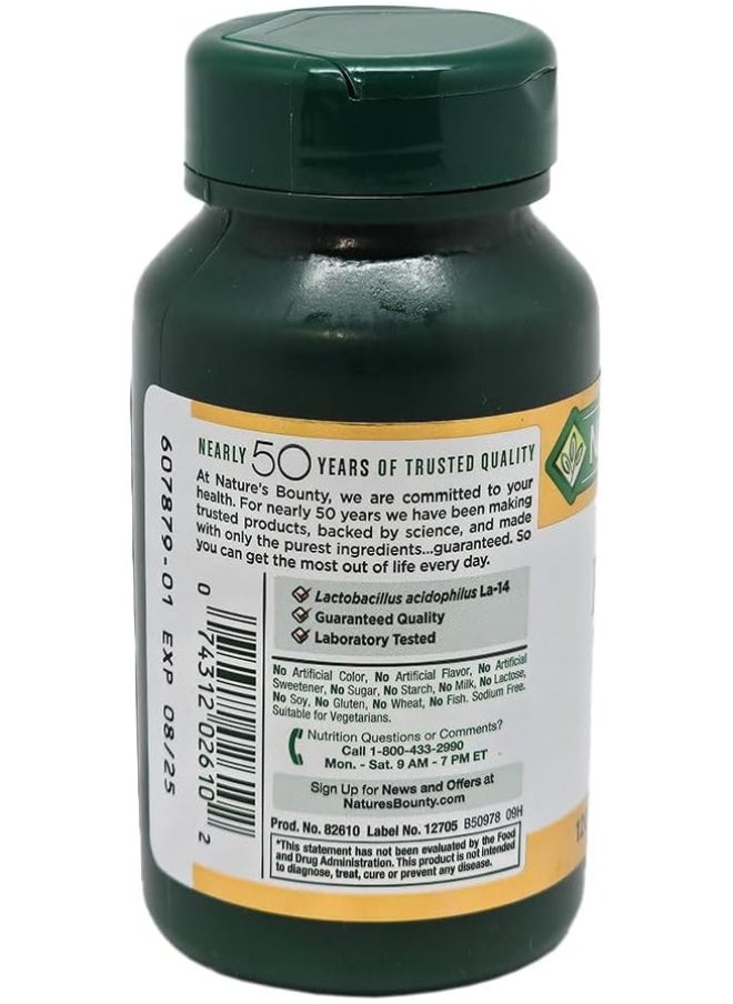 NATURE'S BOUNTY - Nature's Bounty, Acidophilus Probiotic, Friendly Bacteria for the Digestive System, 100 Million Cfu, 120 Tablets - Image 1