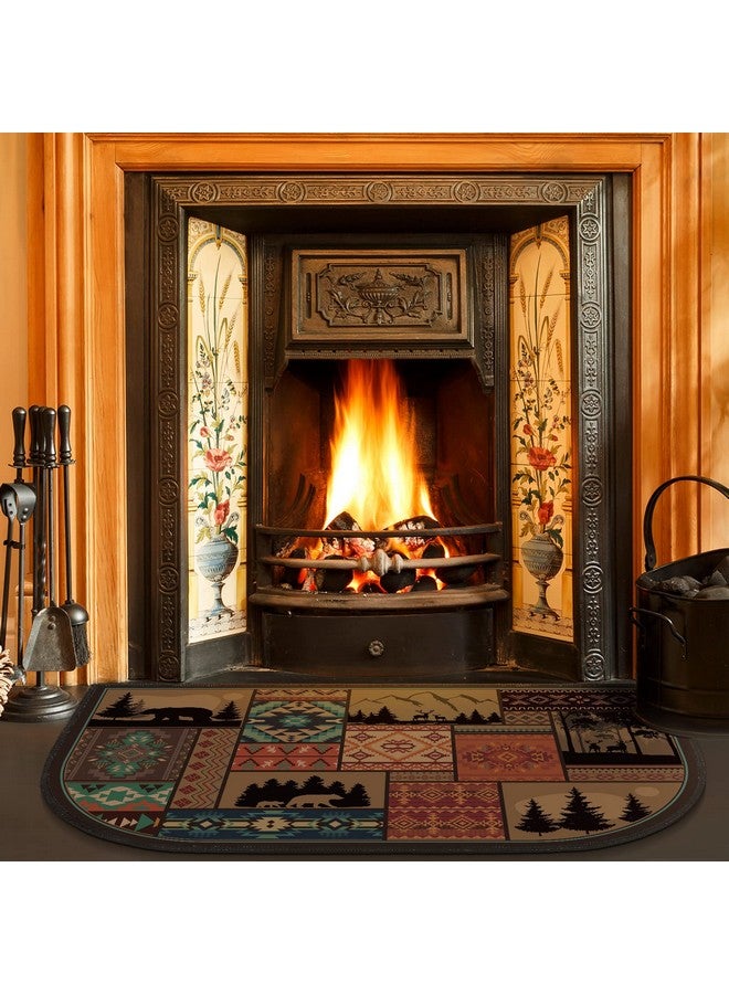 Demissle Fireplace Hearth Rug Fireplace Mats Cabin Southwestern Fireproof Fire Resistant Rug for Wood Stove Floor for Kitchen Indoor Outdoor(24 x 36 Inch,Classic) - Image 2