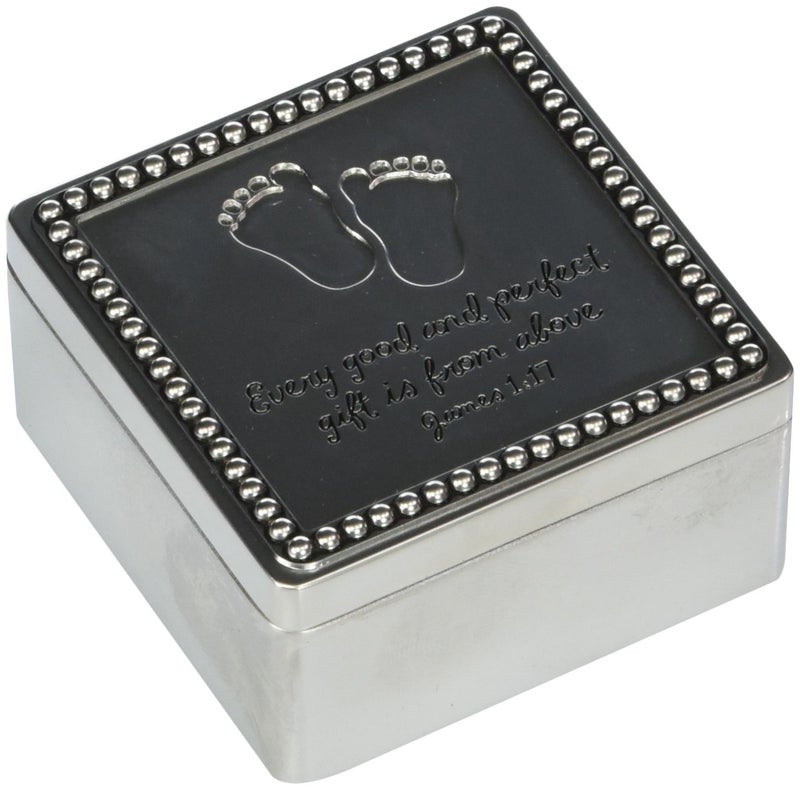 Precious Moments Precious Moments Every Good And Is From Above Baby Footprints Zinc Alloy Keepsake Trinket Box 172452