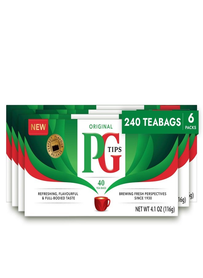 PG Tips Premium Black Tea For a Classic Caffeinated Beverage, Black Tea Bags, 240 Total Bags (40 Count - Pack of 6) - Image 1