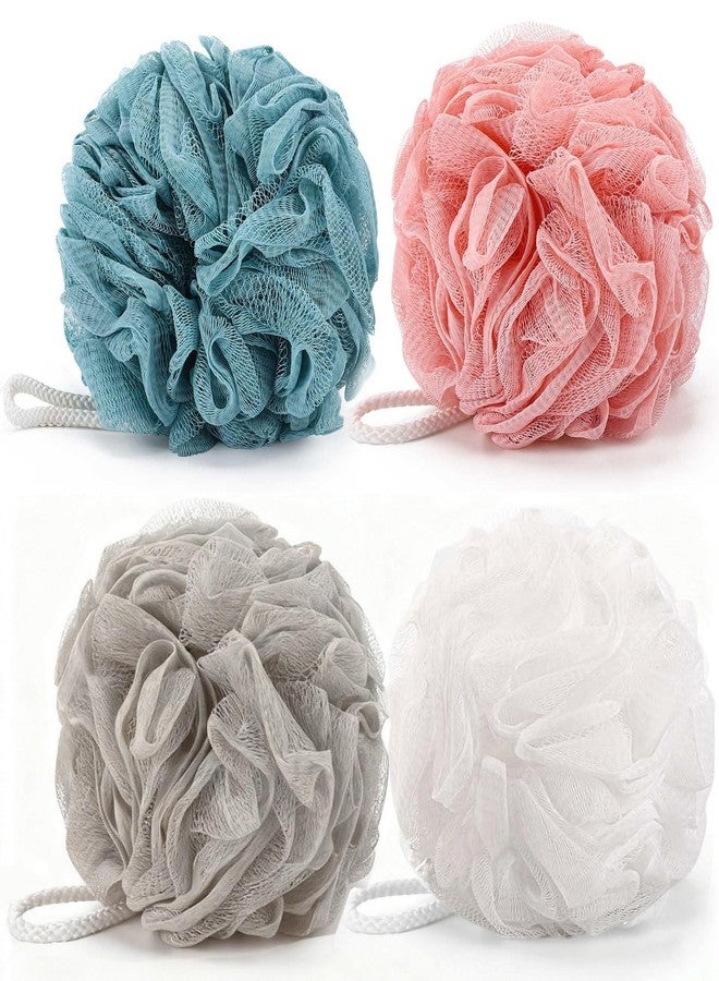 BTYMS Large Loofah Bath Sponge 75g/Pc, Exfoliating Body Scrubber Shower Scrunchies Mesh Pouf - Pack of 4 - Image 1