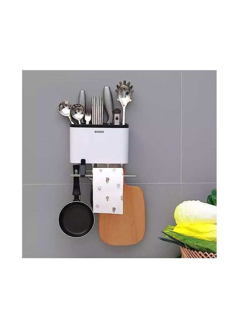 Spaceshoop Wall Mounted Kitchen Rack with Port Storage Towel Bar Mobile Phone Holder  - Image 2