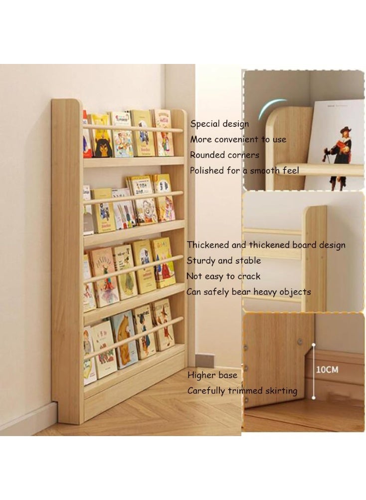 XiuWoo 3-Tier Expandable Door Storage Rack, Behind Door Bookshelf, Wooden Bookshelf, Natural Toy Storage Rack, Wall-Mounted Wooden Storage Rack, Corner Bookcase - Image 3