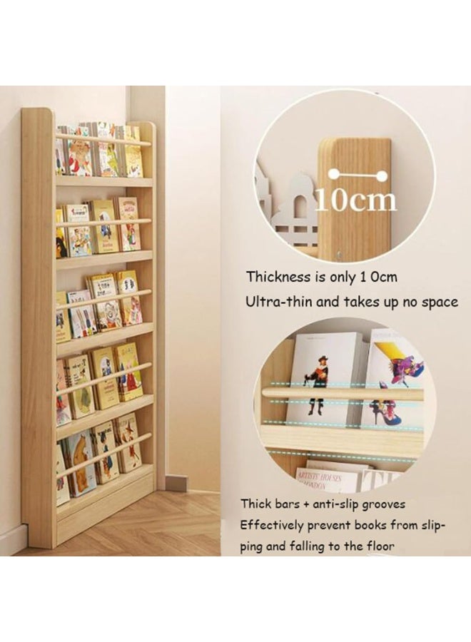 XiuWoo 3-Tier Expandable Door Storage Rack, Behind Door Bookshelf, Wooden Bookshelf, Natural Toy Storage Rack, Wall-Mounted Wooden Storage Rack, Corner Bookcase - Image 4