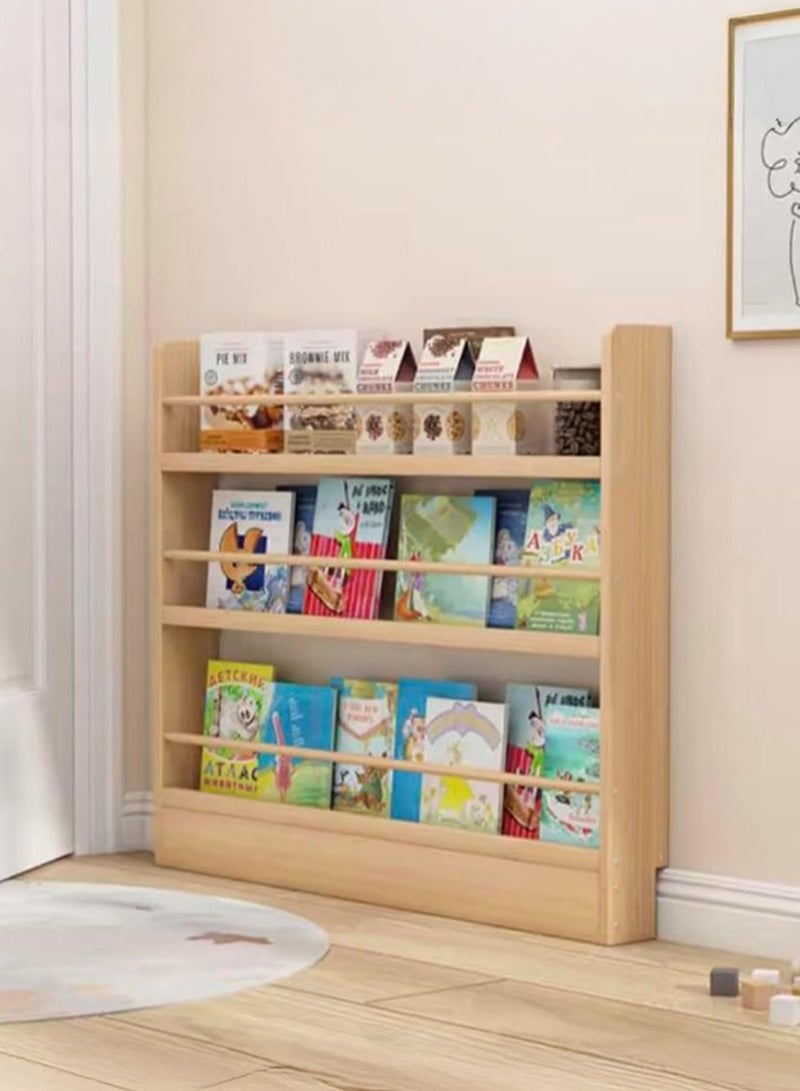 XiuWoo 3-Tier Expandable Door Storage Rack, Behind Door Bookshelf, Wooden Bookshelf, Natural Toy Storage Rack, Wall-Mounted Wooden Storage Rack, Corner Bookcase - Image 1