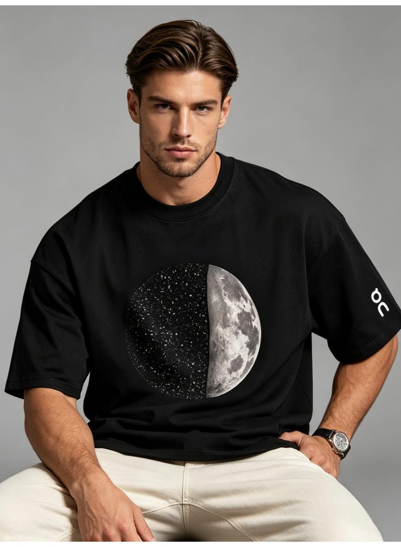اون راننج On Running Galaxy Half Moon Planet Printed Summer Cotton Loose Short Sleeve T-shirts for Men and Women - Image 1